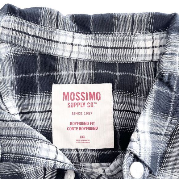 NWT Mossimo Supply Co. Womens Plaid Boyfriend Fit Button-up Shirt Black Gray XXL - Picture 6 of 9